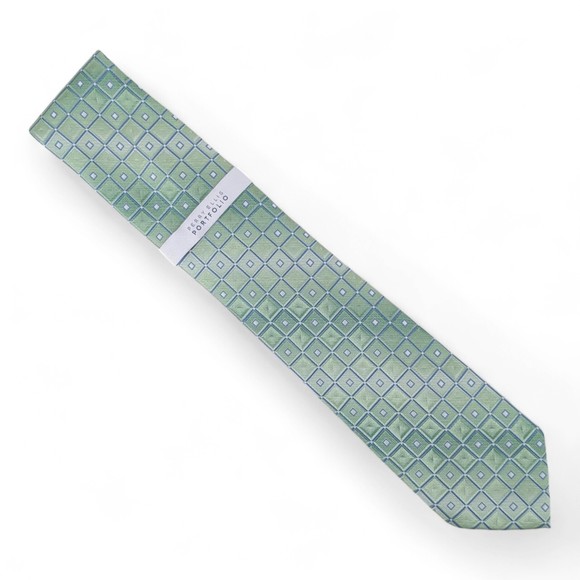 Perry Ellis Portfolio Men's Mower Geo Tile Tie Necktie Classic 3" Green $55 - Picture 1 of 5